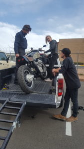 The bike is being loaded to go live in Clovis with its new owner.
