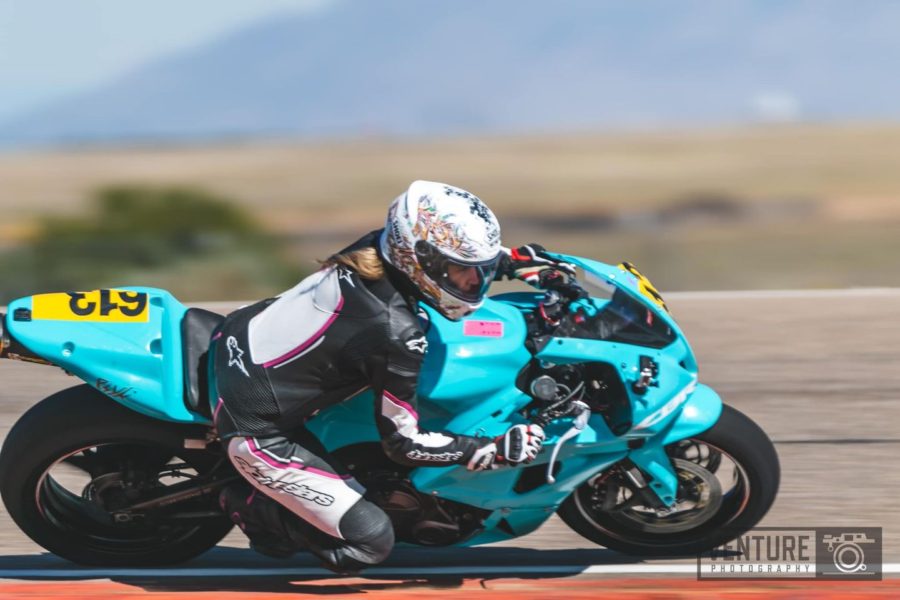 Picture of Rachel Buser on the track at with SMRI at Sandia Motor Speedway