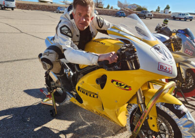 Marc Beyer getting into the proper position on his SV 650